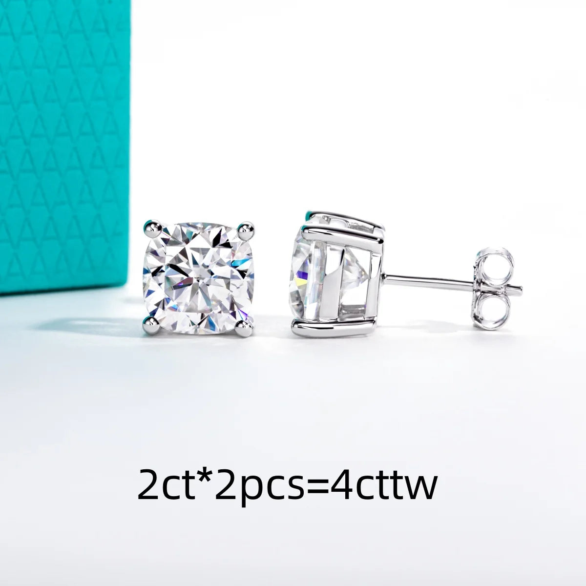 VVS1 D Color Cushion Cut Moissanite Earrings