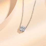 Round Cut 1.0ct D Color White Pass Diamond  Elegant Necklace