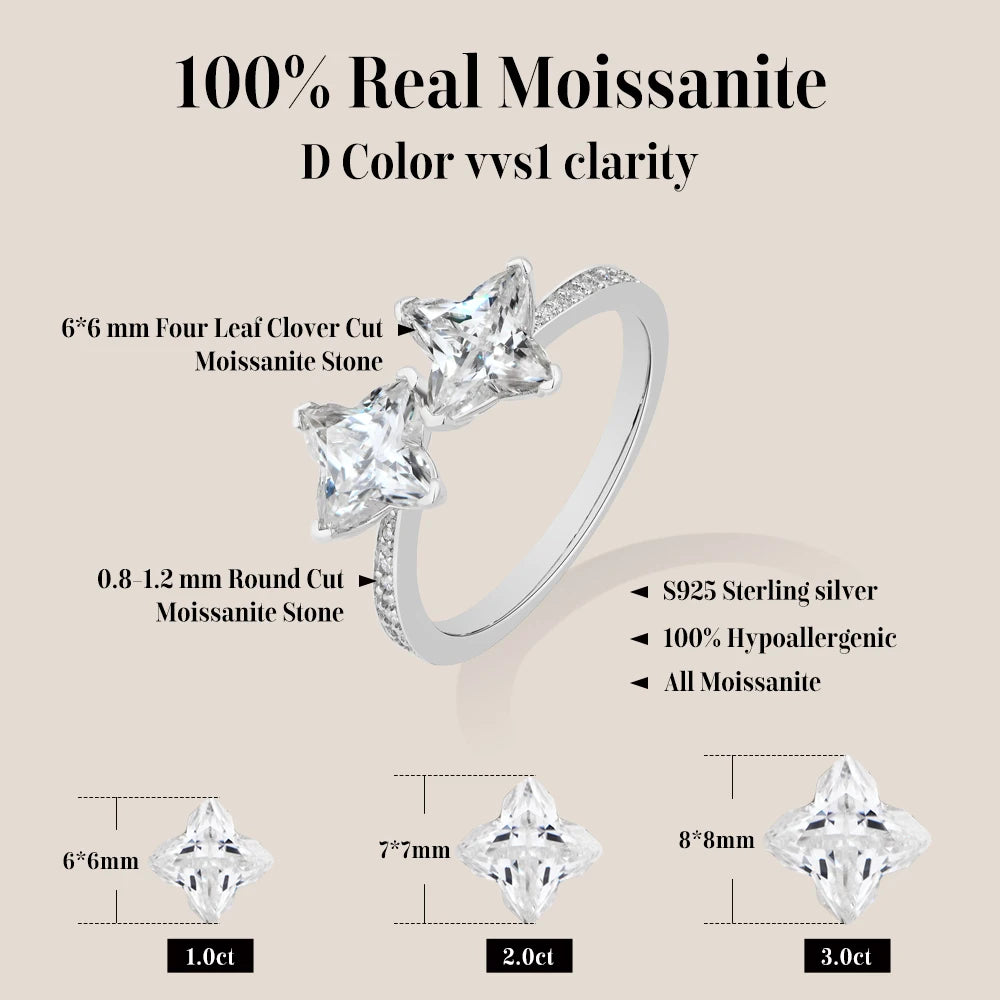 Four Leaf Clover Cut Moissanite Engagement Ring