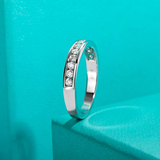 GK Moissanites 2mm Round Cut D Color Moissanite Wedding Band