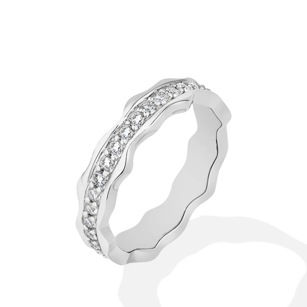 Full Moissanite Wavy Band Ring
