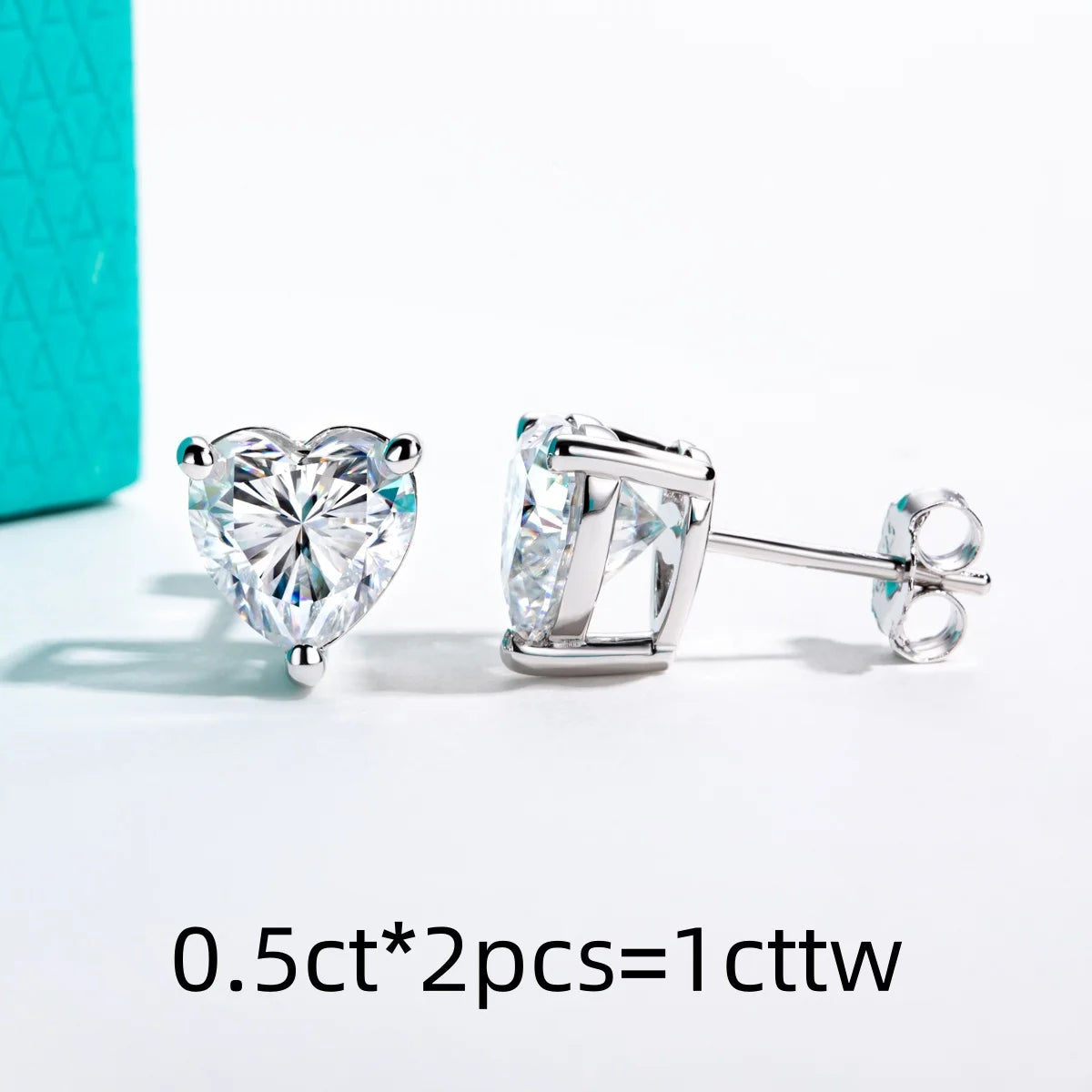 VVS1 D Color Heart Cut Stud Earrings