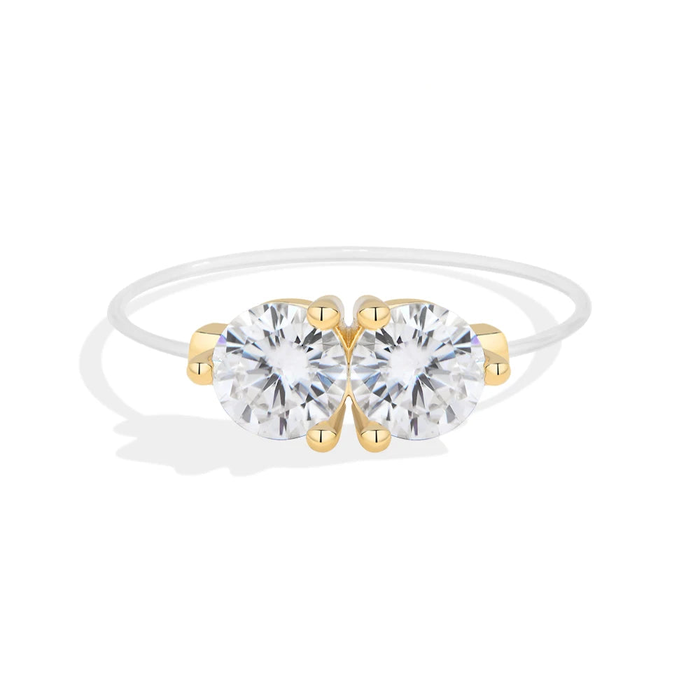 1 CTTW Round Cut Moissanite Fishing Line Ring
