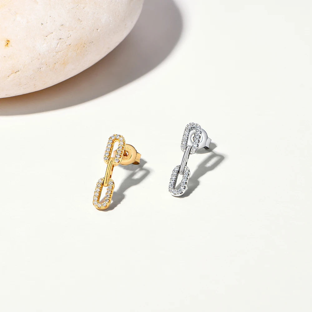 Interlocking Design Moissanite Stud Earrings