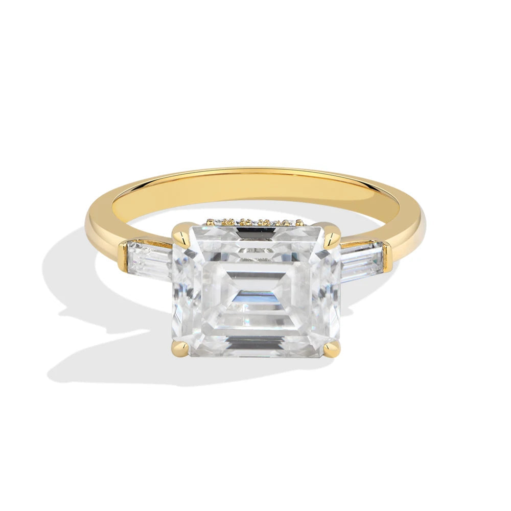 4CT Emerald Cut Moissanite Engagement Ring