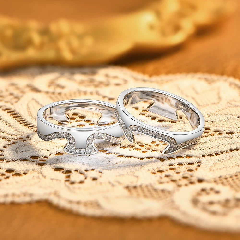 Two-Tone Wave Moissanite Statement Ring