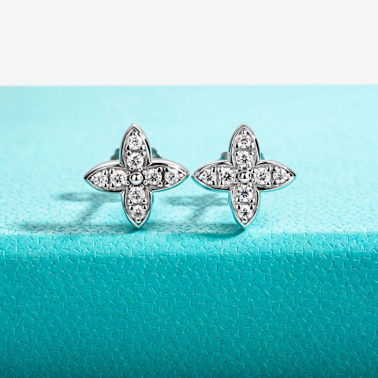 1.5mm D Color Moissanite Cross Stud Earrings.