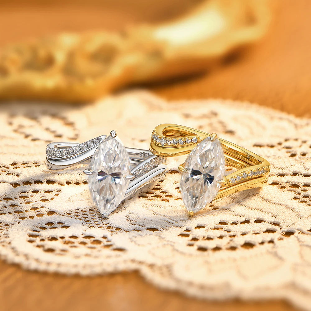 3 CT Marquise Cut Moissanite Engagement Ring