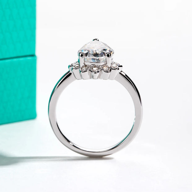 GK Moissanites 4ct Pear Cut D Color Moissanite Engagement Rings