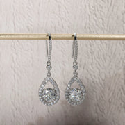 1 Carat Teardrop D Color Moissanite Drop Earrings - 925 Sterling Silver Hook Earrings for Women.