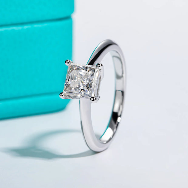 1.2CT Princess Cut D Color Moissanite Engagement Ring.