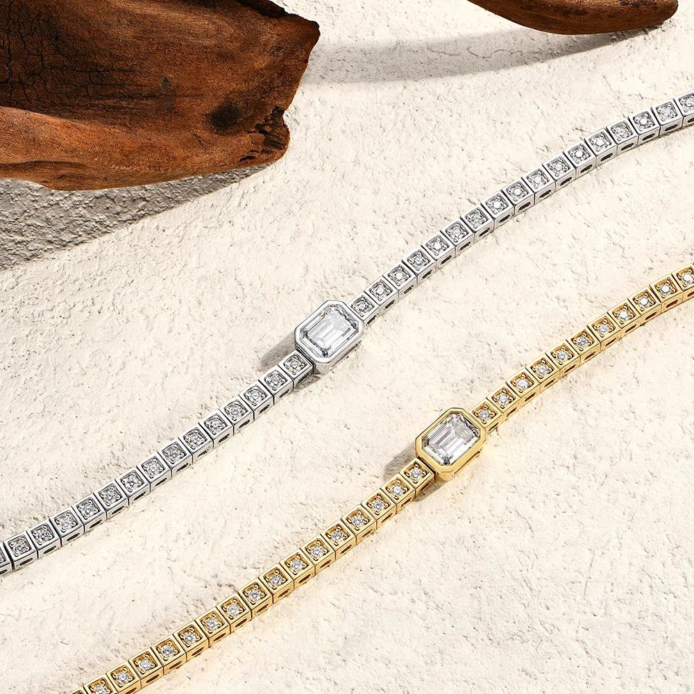 Asscher Cut Moissanite Tennis Bracelet