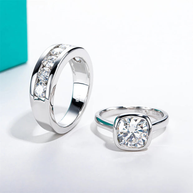 GK Moissanites D Color Moissanite Couple Rings