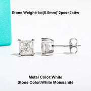 10K Gold Post Princess Moissanite Stud Earrings.