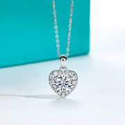 2CT D Color Moissanite Diamond Heart Shape Pendant Necklace.