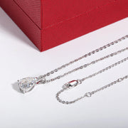 14K White Gold 2 Carat Pear Teardrop Cut D Color Moissanite Diamond Necklace.