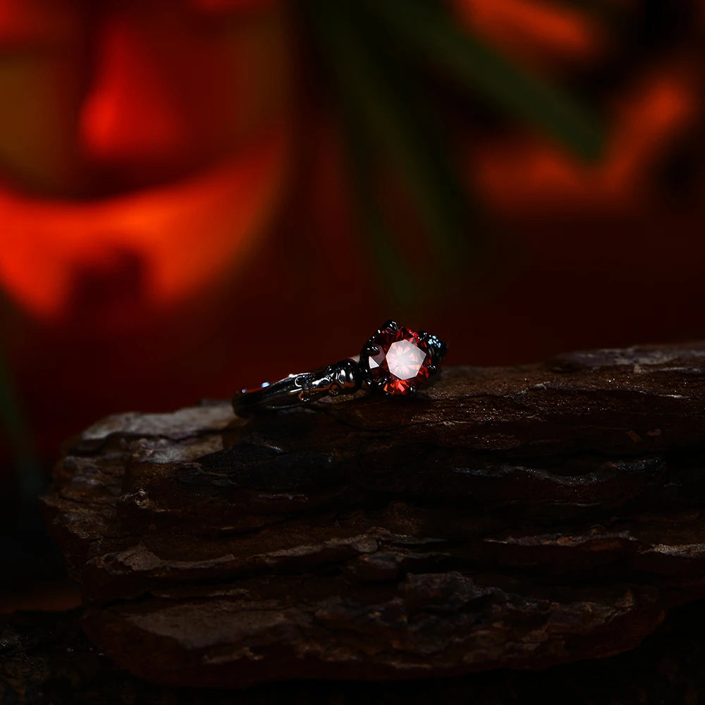 VVS1 D Color 6.5MM Red Moissanite Ring | S925.