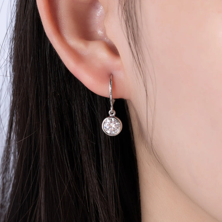 Moissanite Hoop Women's Earrings.