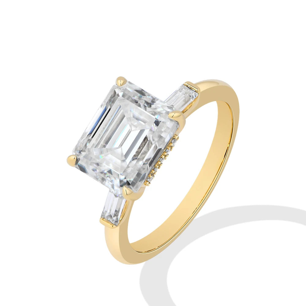 4CT Emerald Cut Moissanite Engagement Ring