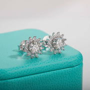 1 Carat Total D Color Moissanite Diamond Sunflower Earrings.