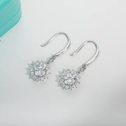 1 Carat Sunflower D Color Moissanite Drop Earrings.