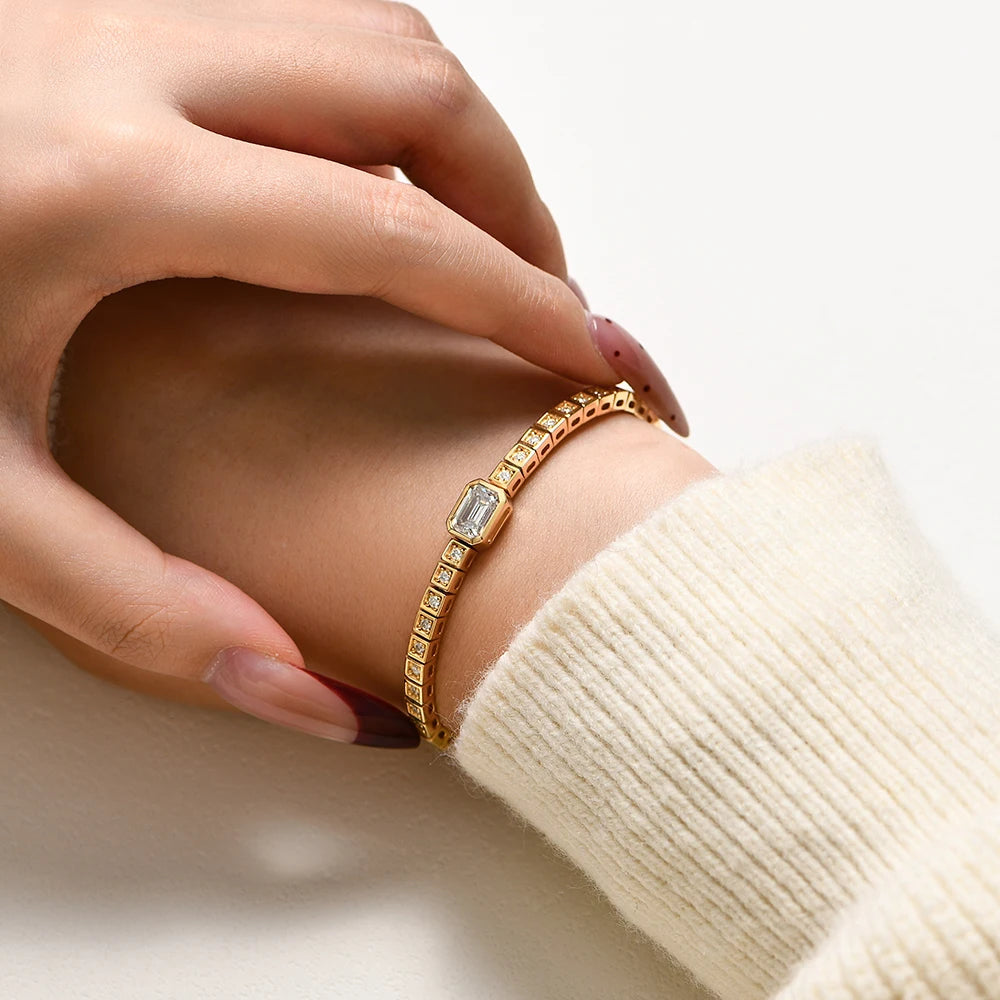 Asscher Cut Moissanite Tennis Bracelet