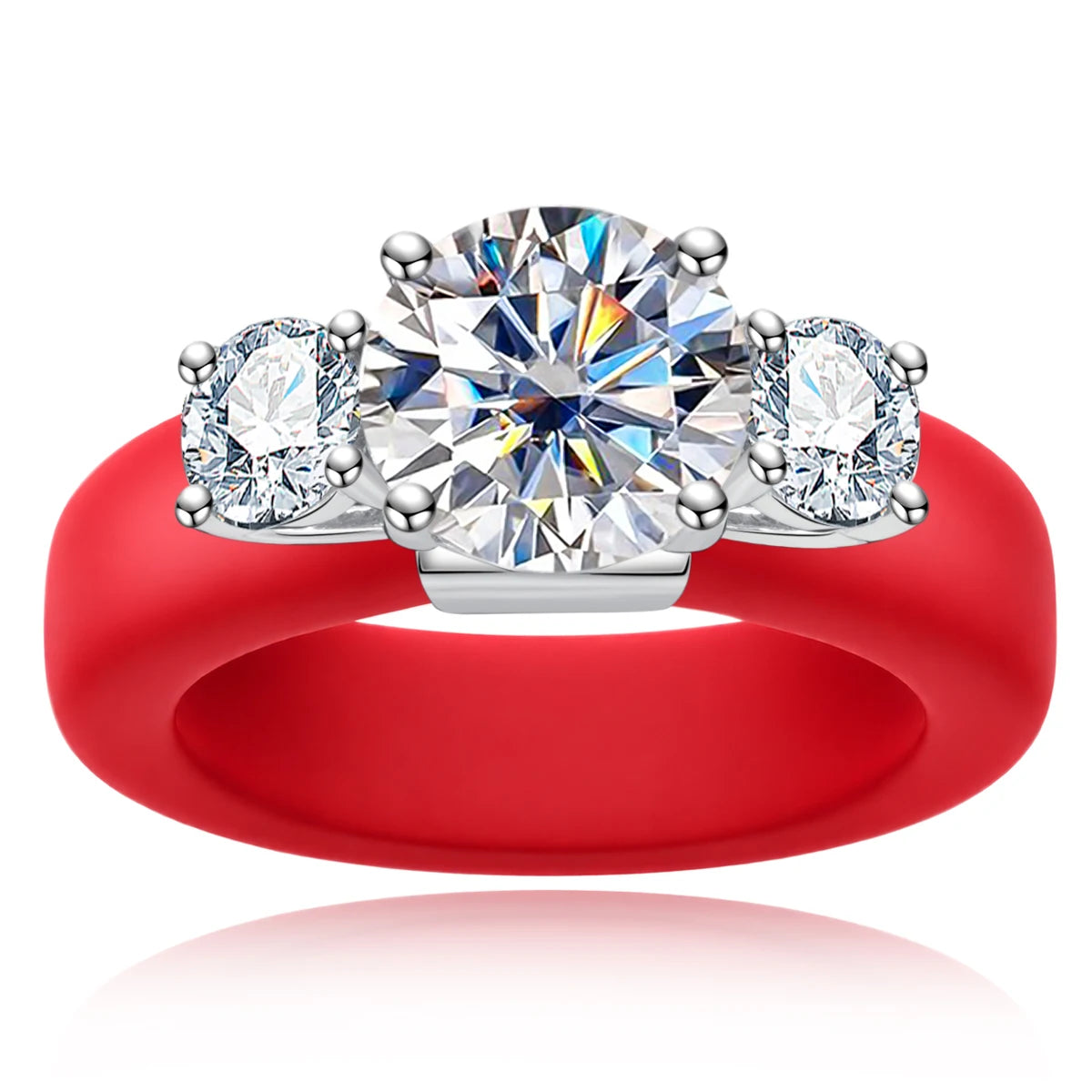 4 CTTW Three-Stone Moissanite Silicone Ring