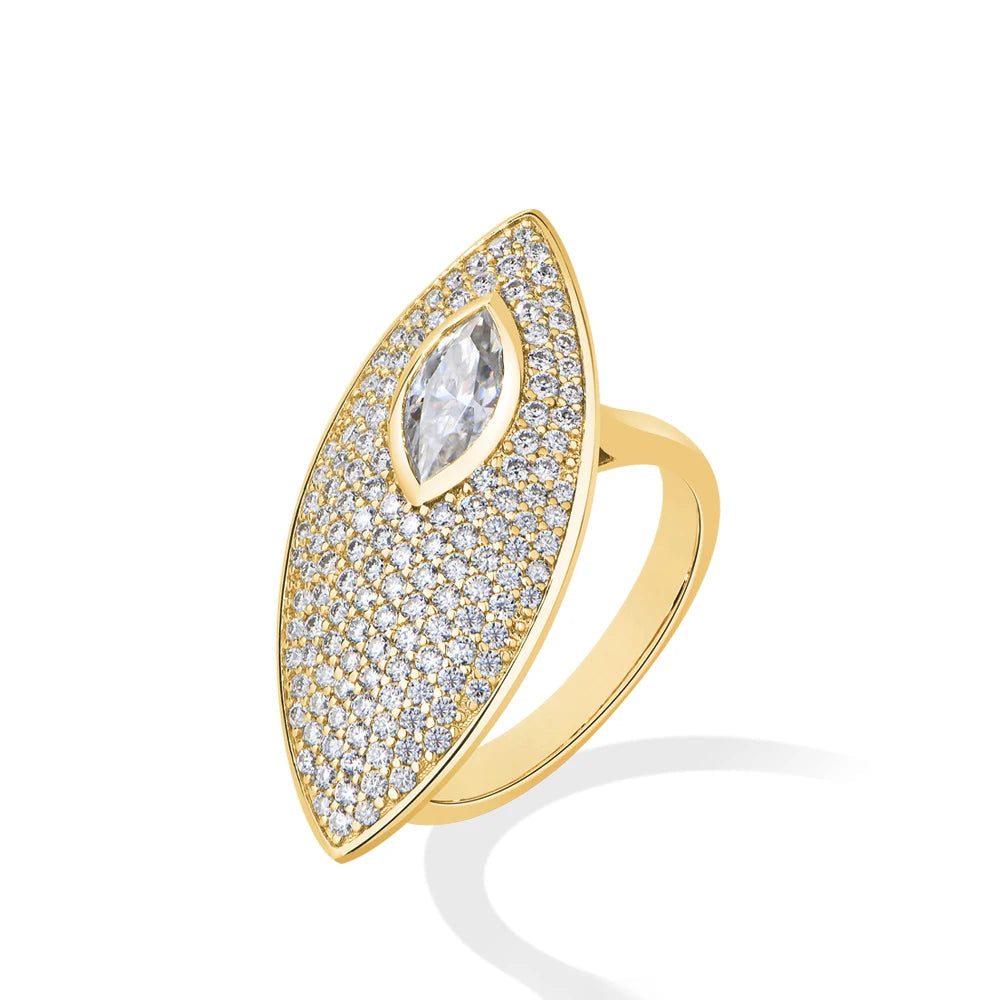 0.5CT Marquise Cut Moissanite Engagement Ring