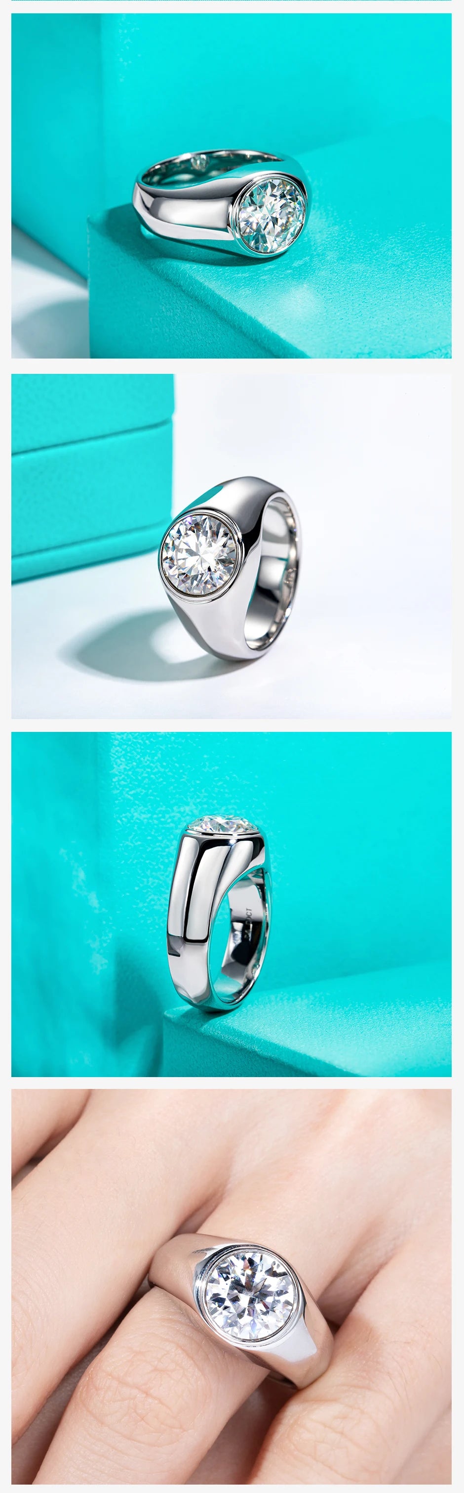 4 CT D Color Moissanite Men's Ring