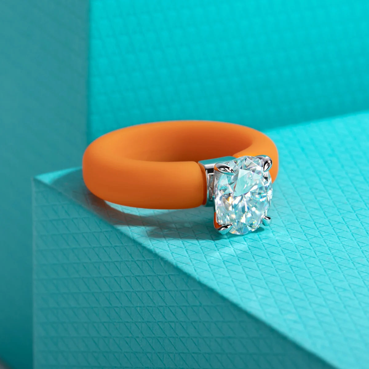 3 CT Oval Cut Moissanite Silicone Ring