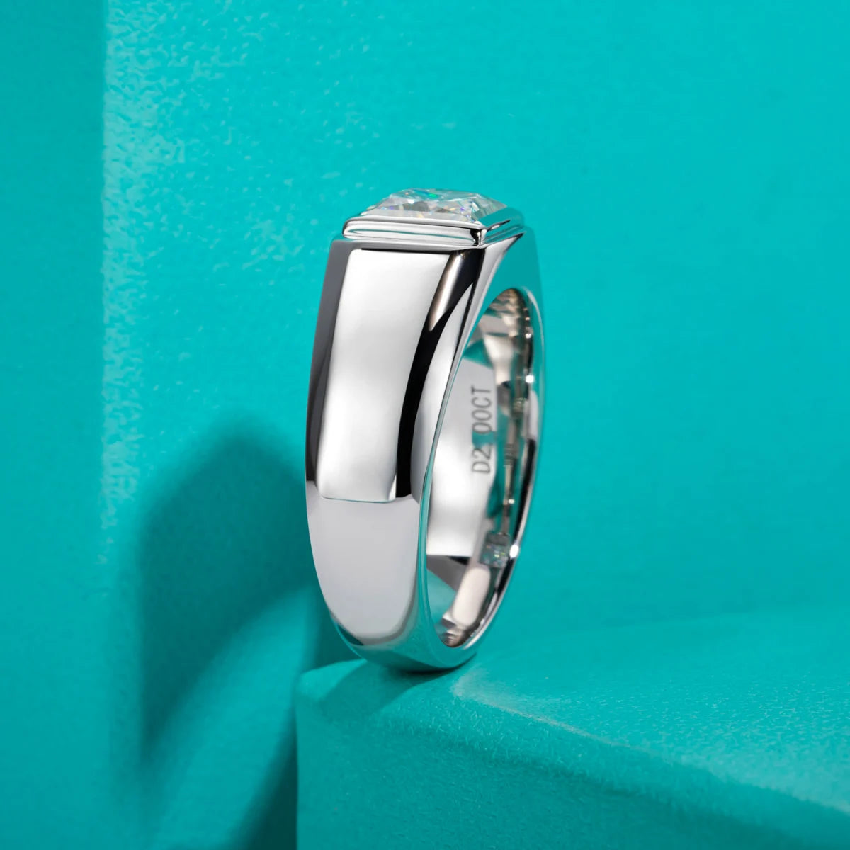 2 CT Princess Cut Men's Moissanite Ring