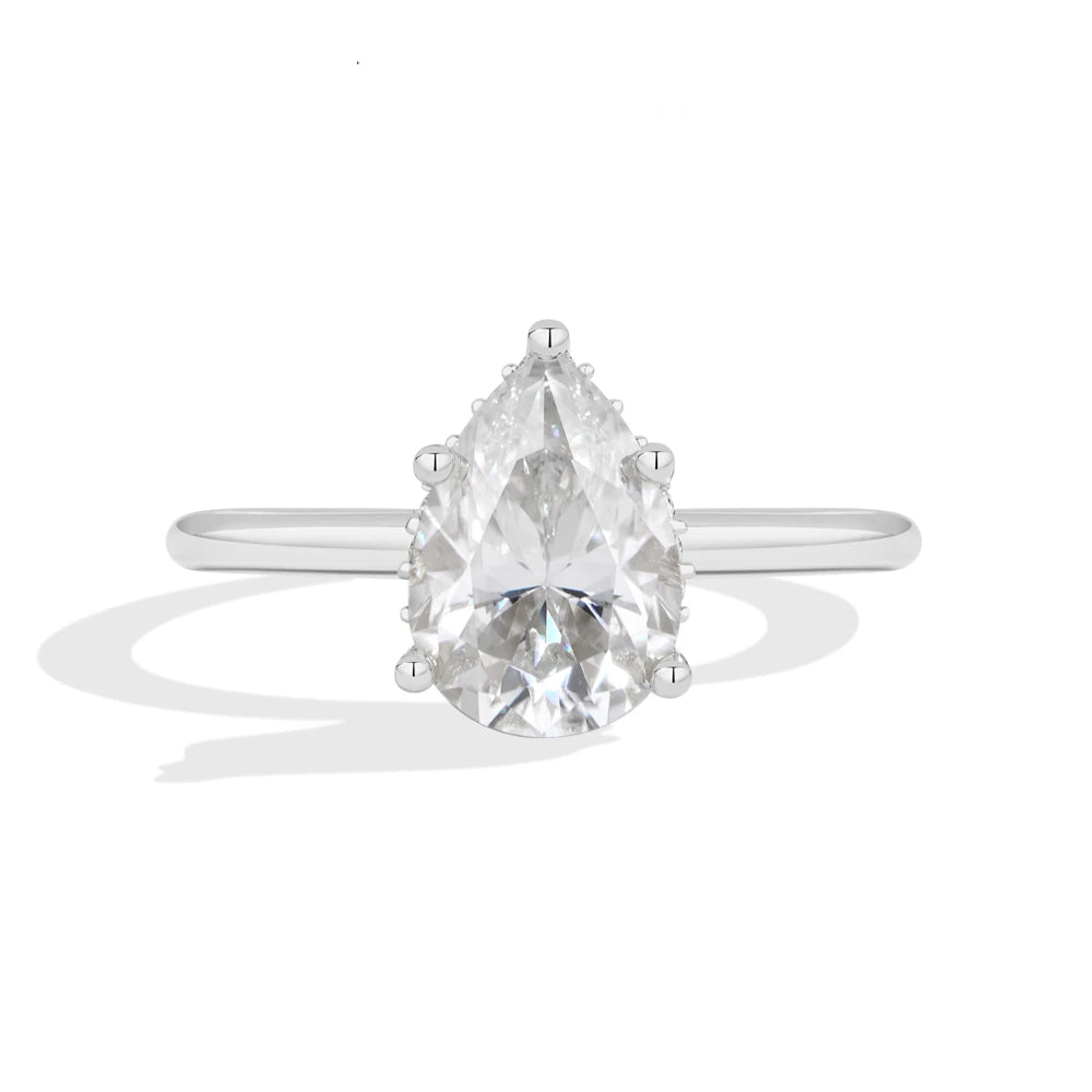 2 CT Pear Cut Moissanite Solitaire Ring