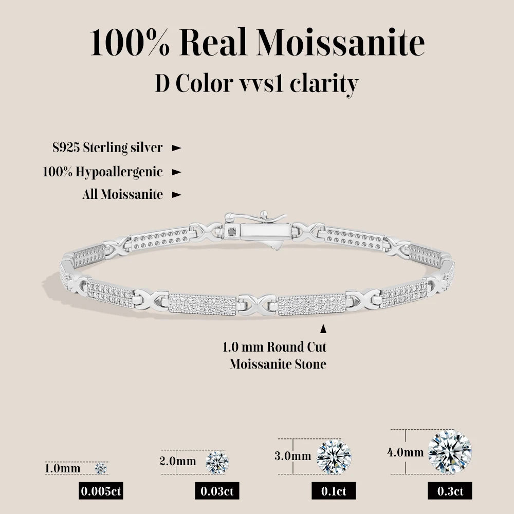 Sparkling 3-Stone Moissanite Bracelet