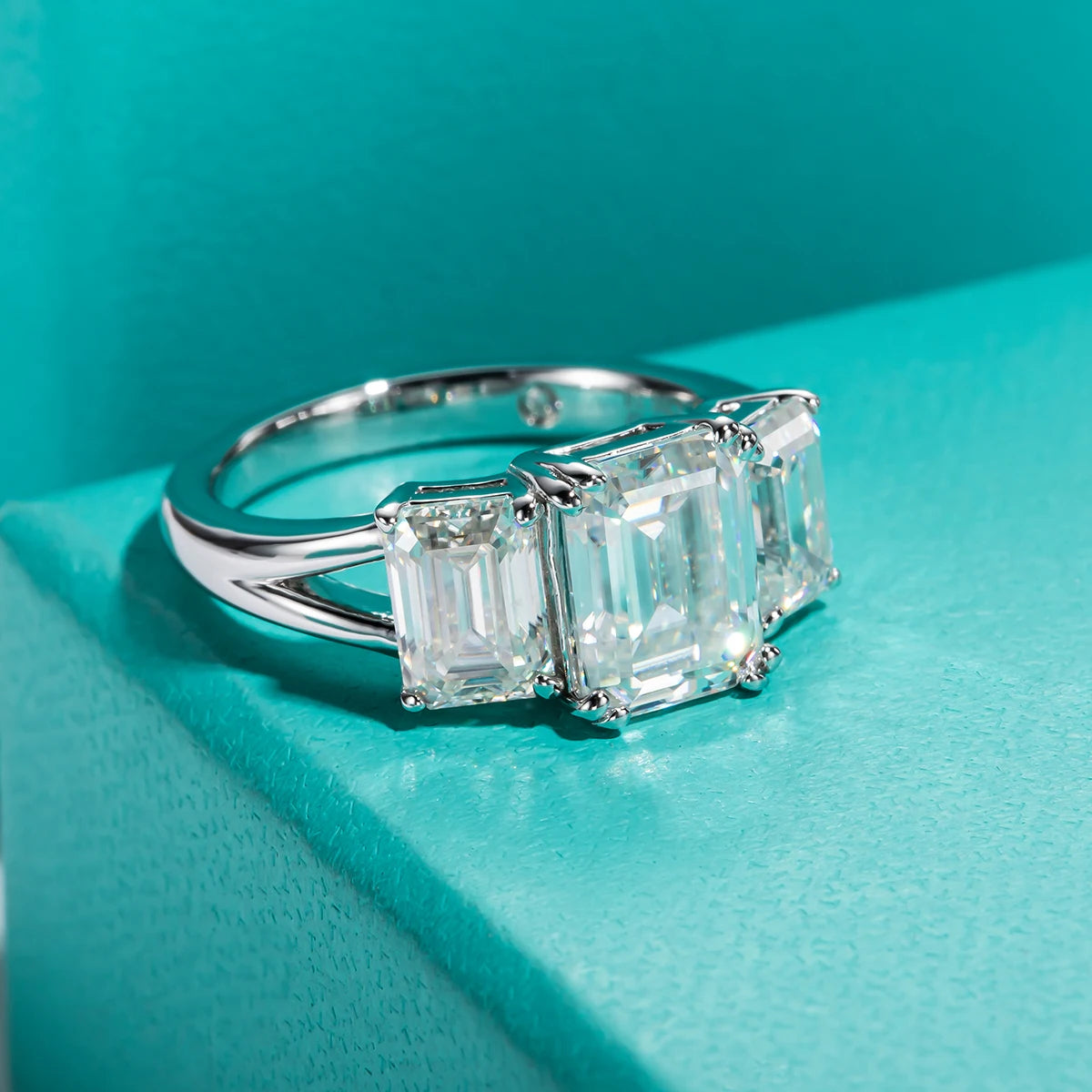 5 CT Emerald Cut Moissanite Engagement Ring