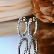 2.0mm VVS1 D Color White Gold Plated Hoop Earrings | S925.