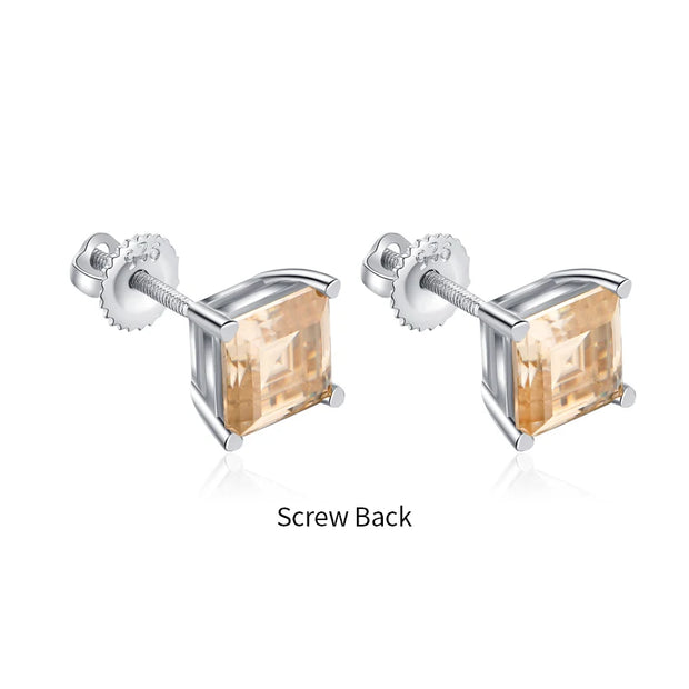 5*5 VVS 1 D Color Prince Cut Moissanite Stud Earrings | S925.