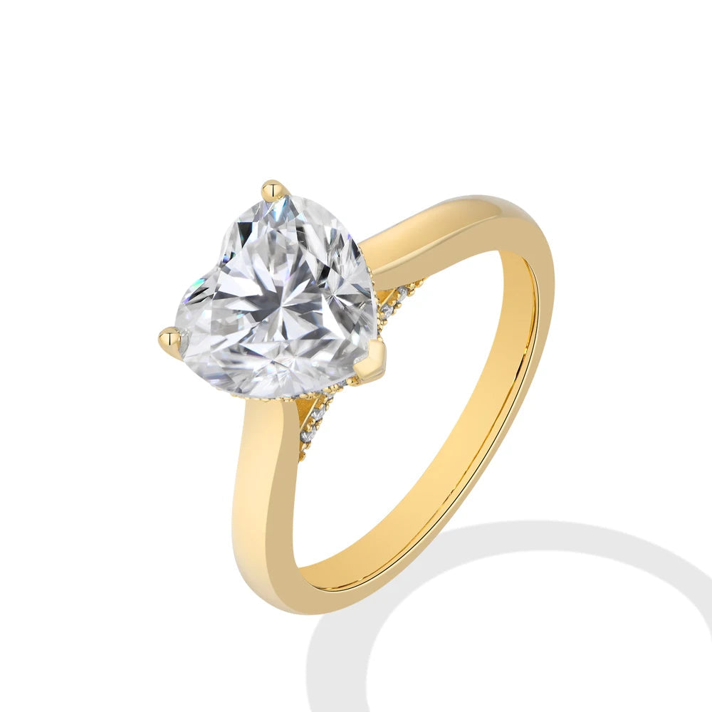 3 CT Heart Cut Moissanite Solitaire Engagement Ring