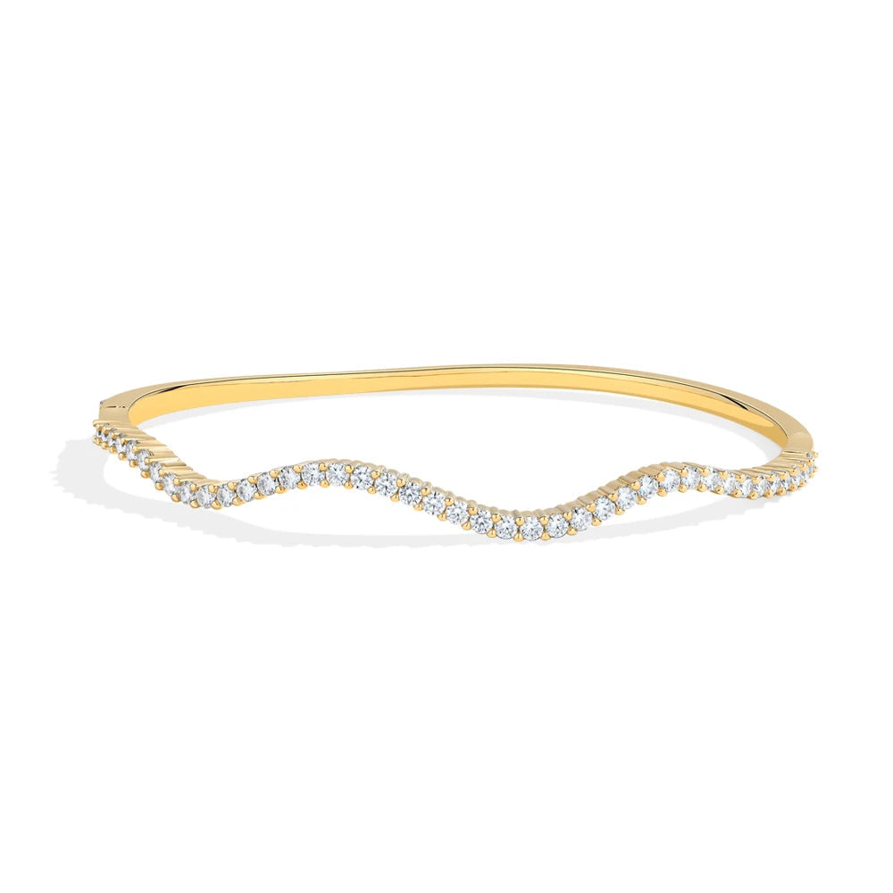 Moissanite Wave Shape Bangle Bracelet