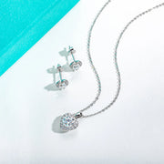 1ct D Color Heart Moissanite Necklace and Earrings Set.