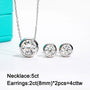 D Color Moissanite Bezel Stud Earrings & Pendant Necklace Jewelry Set.