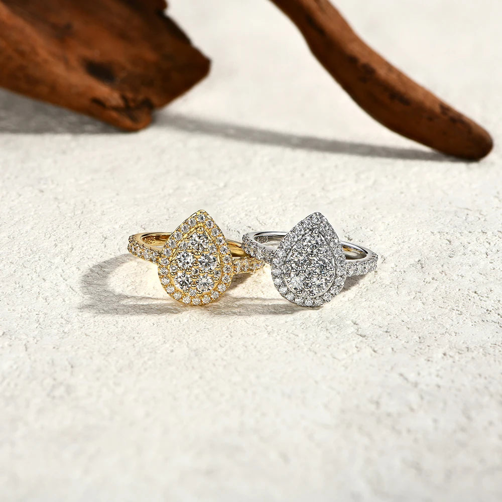 Vintage Round & Pear-Shaped Moissanite Bridal Ring