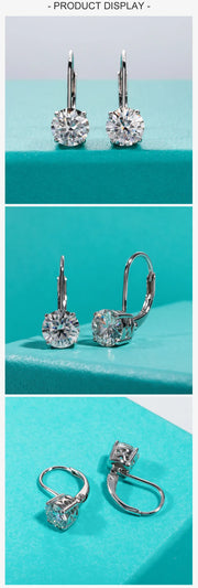 1 Carat D Color Moissanite Diamond Dangle Drop Earrings - 925 Sterling Silver Bow Cuff Earrings.