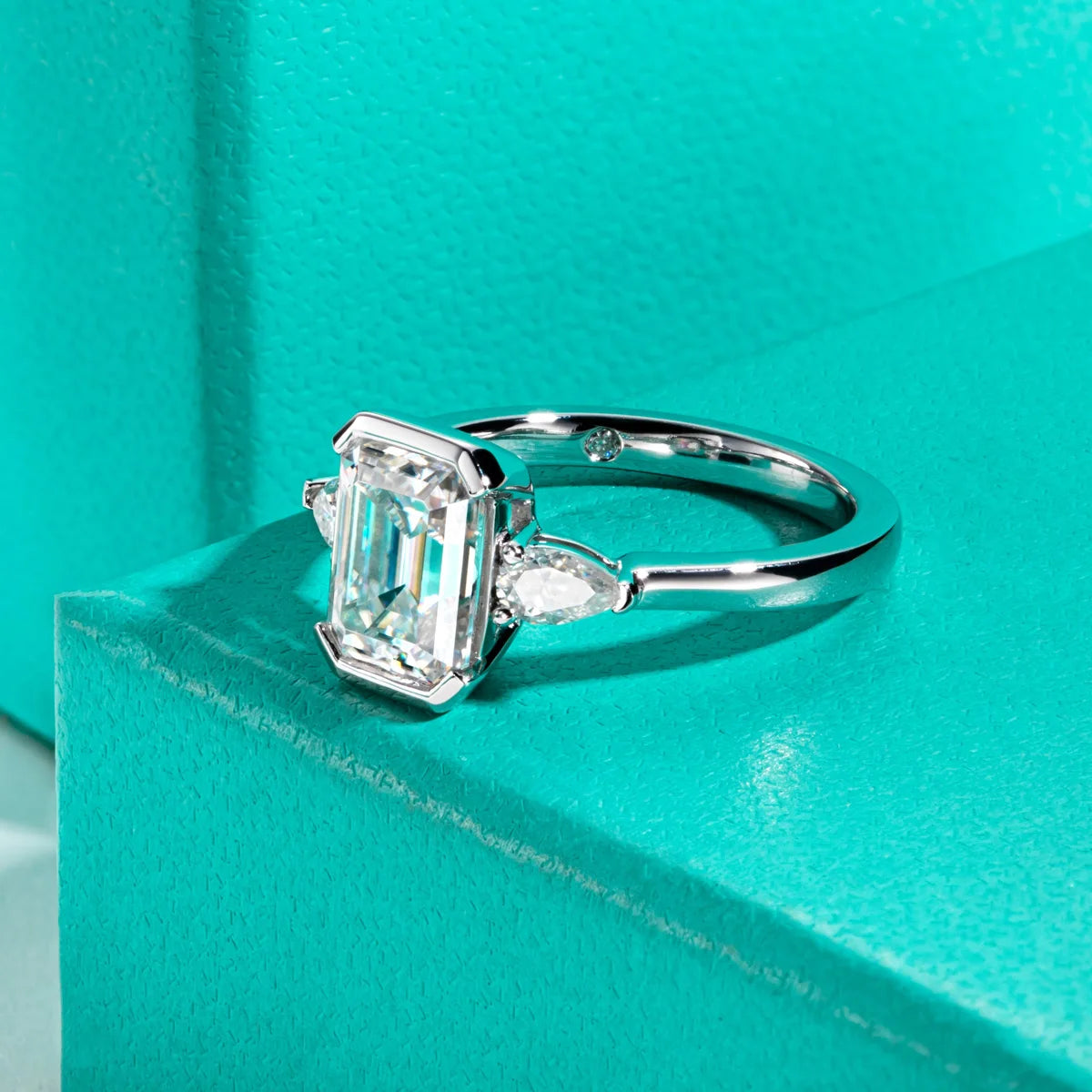 3.6 CTTW Emerald Cut Moissanite Engagement Ring