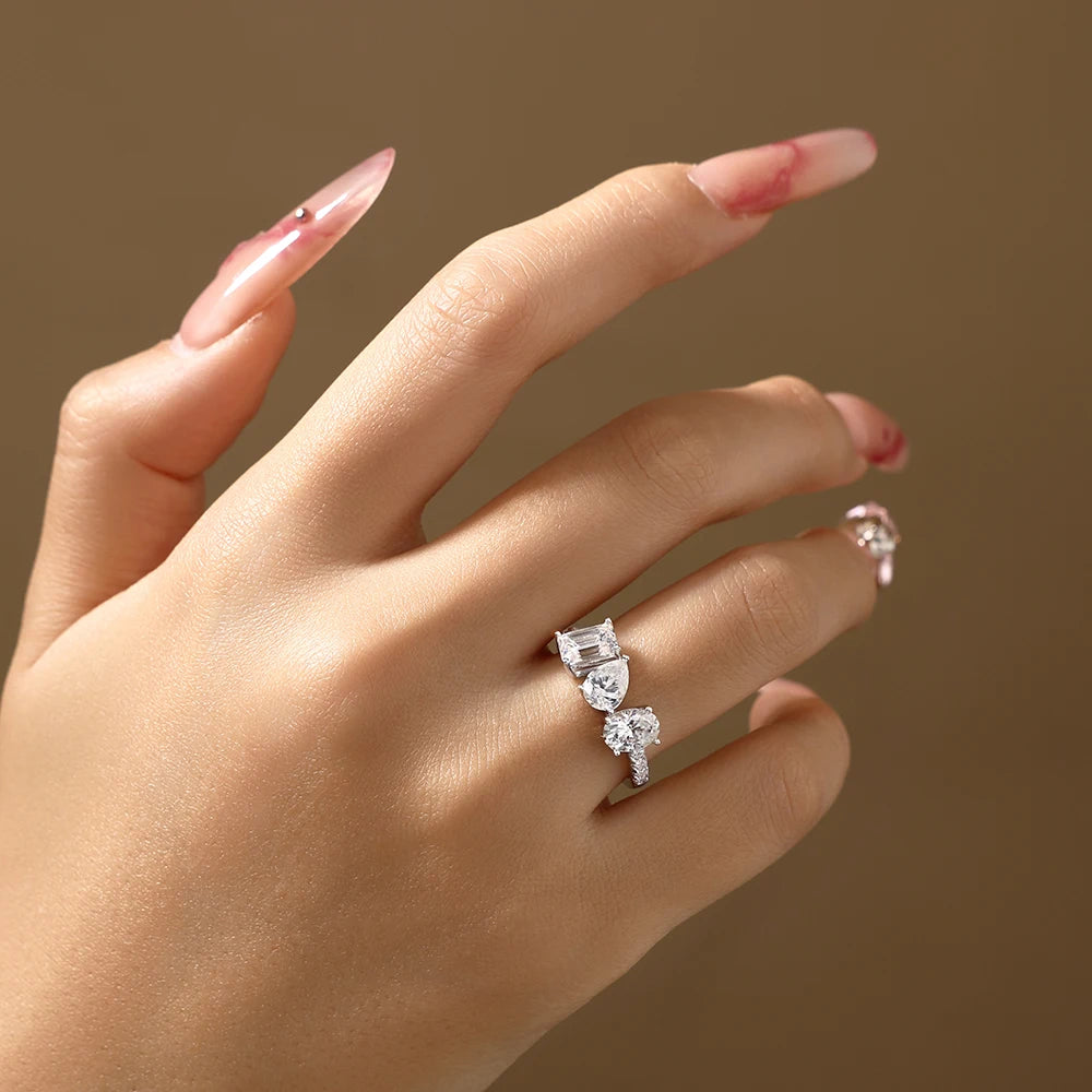 VVS1 D Color 3-Stone Moissanite Engagement Ring
