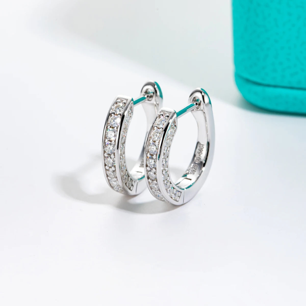 0.56cttw Luxury Moissanite Ear Hoop Earrings.