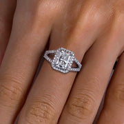 3CT Radiant Cut D Color Moissanite Engagement Ring
