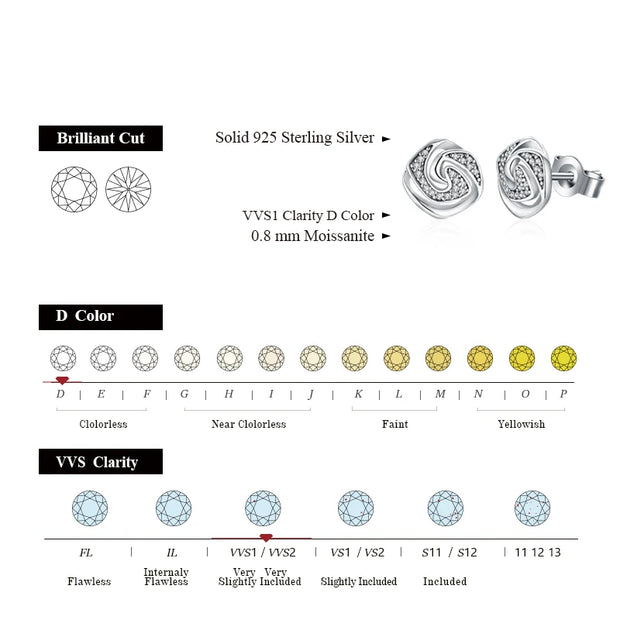 0.8MM D Color Moissanite Stud Earrings | S925.