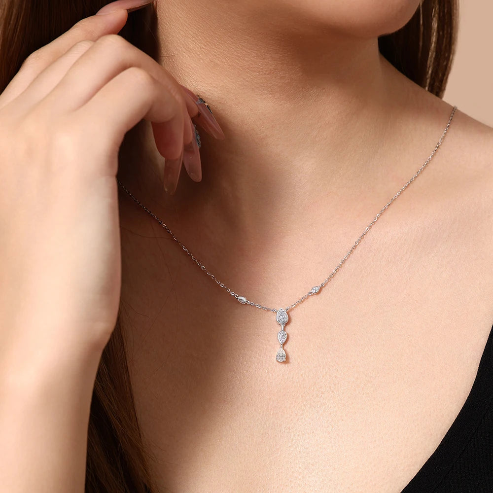 Water Drop Y-Shape Moissanite Necklace
