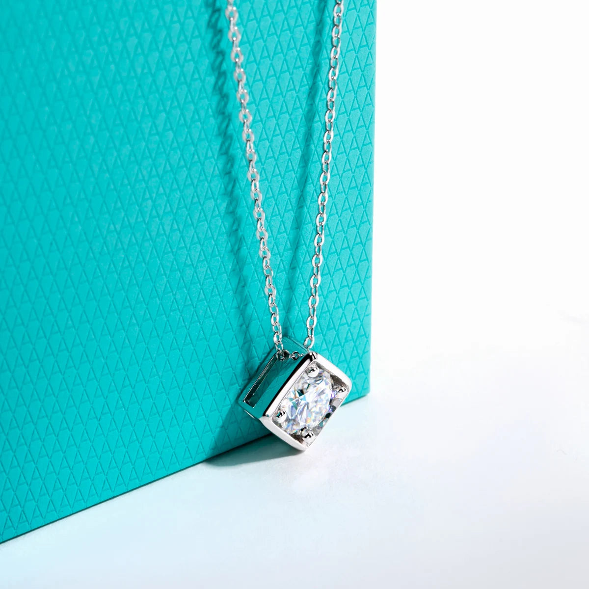 VVS1 Moissanite Square Pendant Necklace