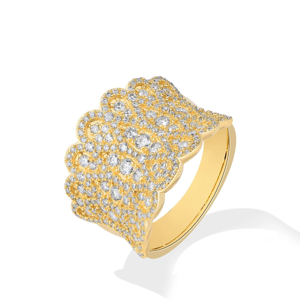Luxury Paved Moissanite Wavy Statement Ring